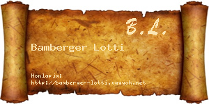Bamberger Lotti névjegykártya